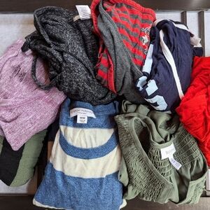 Maternity shirt haul including sweater and work shirts